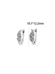 1 par de pendientes de aro unisex elegantes y minimalistas de plata de ley 925 con textura de pluma, personalizados y de moda - pluma - Ver 5