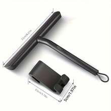 1pc All-Purpose Shower Squeegee, Shower Squeegee For Doors Window Glass Door Cleaner Bathroom Cleaning Floor, 21cm/8.27inch Car Windows Black Silicone Squeegee - Black - View 8