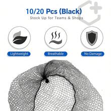 10/20 chiếc lưới tóc vô hình 20 inch đóng gói riêng lẻ, viền co giãn, thích hợp cho ngành dịch vụ thực phẩm, búi tóc, múa ba lê, nấu ăn, màu đen. - Xem 6