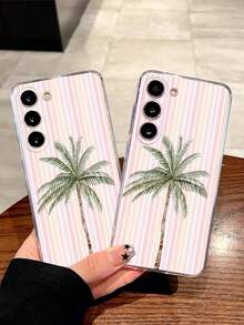1个彩色条纹椰树透明软手机壳，兼容华为荣耀、Galaxy A04e/12/A13/A14/A34/A50/A52/A53/A54/S21/S22/S23/S24/S25/S25Ultra/S25FE/S26/S26 Plus/S26 Ultra/S26 Edge、6A/7A/8A、12T/13T/15T/15T Pro - 無色 - 查看 3