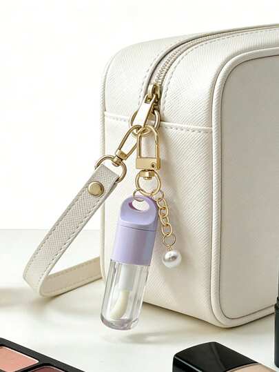 Portable Lipstick Pendant With Pearl Decoration, Tube Packaging Pendant, Lip Gloss Lipstick Keychain Pendant Accessory, Travel Accessory, Travel Storage Box, Multi-Functional Accessory, Fashion Minimalist, Daily Essential, Suitable For Handbags And Keys, Women's Gift And Fashionable Daily Accessory For Any Occasion, Birthday Gift, Travel Accessory, Mother's Day Gift, Back To School Gift, Graduation Gift, Anniversary Gift