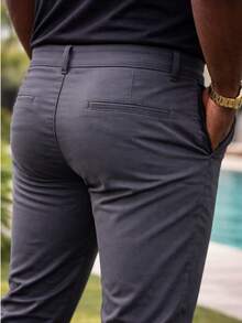 Men's Plus Size Tailored Twill Trousers With Cotton And Elastane, Assorted Colors - Xám - Xem 2