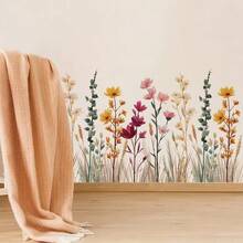 1pc Nature-Inspired Wildflower Baseboard Wall Sticker, Fresh Floral Decal For Home Wall Decor, Easy To Apply And Remove - Multicolor - View 2