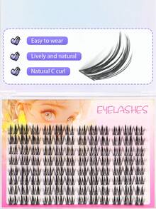 Bộ 96 sợi mi giả dày, cong, tự nhiên, kiểu mắt hoạt hình, dành cho người mới bắt đầu, kiểu mi giả hình tai lúa mì, mi giả hình trái tim, mi giả dày, tự nhiên, chân thực, dài 7-12mm. - Xem 6