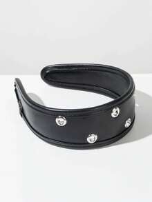 1pc Elegant PU Leather Wide Metal Hollow Circle Headband, Fashionable Versatile Hair Accessory Suitable For Daily Wear And Makeup/Washing Hair Band Diadema Hair Hoop,Travel,Birthday - Multicolor - View 6