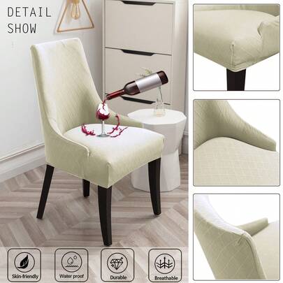 Bộ 1/4/6 tấm bọc ghế bành chống thấm nước họa tiết jacquard hình thoi, màu trơn hiện đại, co giãn, dùng cho ghế ăn ở nhà, nhà hàng, khách sạn, phòng khách.