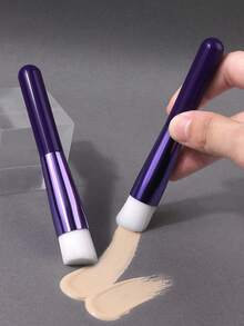 2Pcs Slanted Foundation Concealer Brush, Soft Synthetic Makeup Brush For Liquid Foundation, Portable Beauty Tool - Purple - View 5