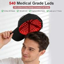 2026 Upgraded Hair Growth Cap – Blue& Red Light 3 Levels Light Therapy Device For Hair Regrowth,  Red Light Cap For Both Men And Women - 黑色 - 查看 7
