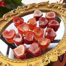 1PC 10-80g Natural Crystal Carnelian Geode Heart Crystal, Hand Carved Red Agate Druzy Heart Stone, Reiki Healing Crystal, Home Decor, Love Gift For Crystal Lovers & Valentine's Day - Carnelian - View 6