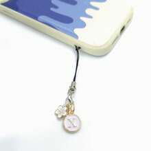 1pc White Cherry Blossom Round Letter A-Z Pendant Phone Charm - White - View 18