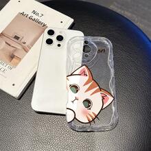 1 chiếc ốp lưng điện thoại bảo vệ tối giản bằng chất liệu TPU trong suốt, màu kem, có họa tiết hình mèo dễ thương, chống rơi, chống trượt, tương thích với iPhone, Honor. - Trong sáng - Xem 5