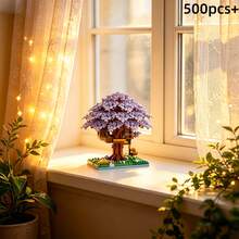 500+片微型积木樱花树屋套装，DIY组装治愈系花树屋，森系清新风格，月亮树屋与双花树搭配，ABS树脂材质，桌面治愈系暖心摆件，减压组装玩具，适合送给书虫、手工爱好者和朋友作为节日礼物。生日礼物/春季礼物/母亲节礼物/毕业礼物/情侣礼物/周年纪念礼物等。 - 彩色 - 查看 15