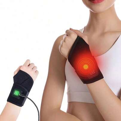 Envoltura para muñeca con calentador USB, 3 ajustes de temperatura, adecuado para el hogar, deportes, fitness, protección de muñeca, calor ajustable