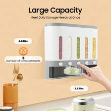 kangten Kitchen Cereal Containers Storage Dry Food Containers 5 Grids 9kg Rice Grain Dispenser - White - View 2