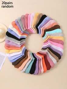 20 pares de calcetines de tobillo deportivos y casuales, de unicolor y transpirables para niños, regalo de vuelta al colegio, primavera/verano - Multicolor - Ver 6