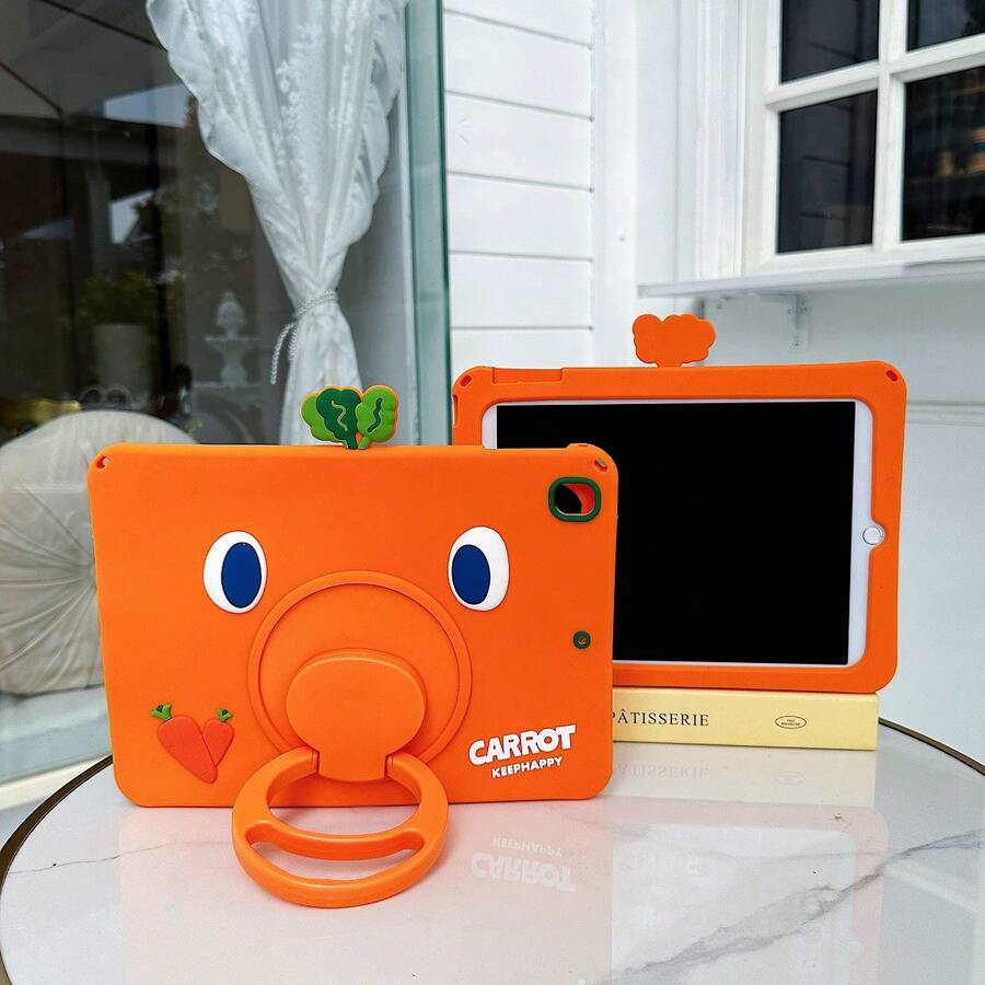 1 chiếc giá đỡ máy tính bảng hình củ cà rốt dễ thương, xoay 360°, tương thích với iPad 7/8/9, Air 5/4/3, iPad thế hệ thứ 9 10.2", Pro 11", ốp bảo vệ bằng silicon, mẫu mới 2022.