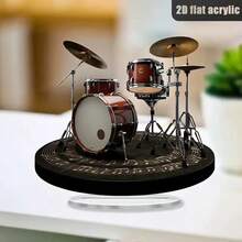 Decoración de batería acrílica 2D, adorno de escritorio con tema musical, recuerdo coleccionable para bateristas - A - Ver 2