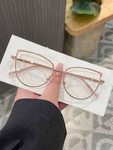 1pc Women's Multi-Color Cat Eye Metal Frame Fashion Retro Simple Personalized Spring Leg Casual Wear Stylish Non-Prescription Glasses2026 - Nhiều màu 3 - Xem 11