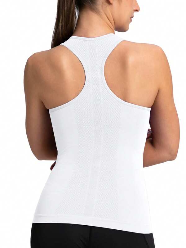 Workout Racerback Tank Tops For Women, Seamless Padded Athletic Yoga Running Tops Camisole Shirts With Built In Bra