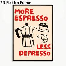 2D Plano, 2D Plano, 1 pieza de Impresiones 2D Plano con Arte de Café Espresso en un Estilo de Boceto, Adecuado para Decoración de Paredes. Estas obras de arte en lienzo sin marco son perfectas para la decoración del hogar - Sin marco - Ver 2