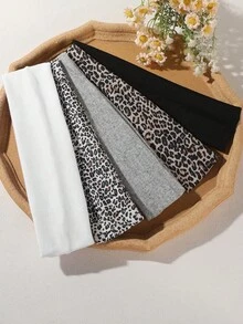 5 piezas Diademas anchas de unicolor con estampado de leopardo vintage gótico oscuro para mujeres, tela amigable con la piel, cómodas y antideslizantes para salidas callejeras, exposiciones de arte, fiestas, decoraciones para el cabello asequibles y versátiles para festivales familiares, accesorios para el cabello, lazos para el cabello - venda - Ver 10