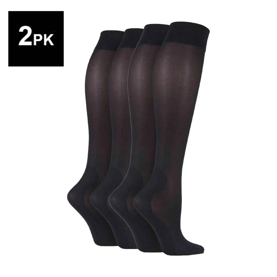 IOMI - 2 Pairs Ladies 40 Denier Graduated Compression Knee High Anti Fatigue Energising Socks - Black - View 1