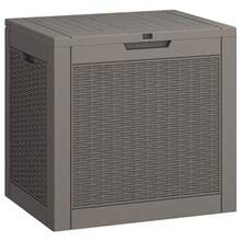 LHBGO - Caja de 31 galones caja de almacenamiento de resina para exteriores impermeable y resistente a los rayos UV caja de almacenamiento ligera para herramientas de jardín suministros de piscina - Gris - Ver 2