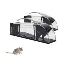 Luminpool Mouse Traps, 2 Pack Enlarged Humane Mouse Traps For Indoors And Outdoors, No Kill Mice Trap, Improved Highly Sensitive, Effective Quick Reusable Rodent Catcher - Black - View 1
