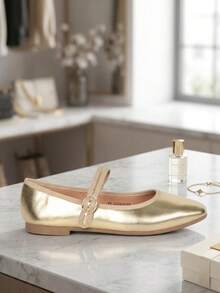 2026 Spring/Autumn New Genuine Leather Insole, Anti-Odor, Versatile Slip-On Loafers, Flat Comfort Shoes For Women - Gold - View 2