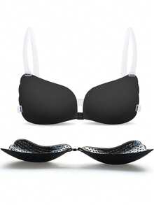 Women's Invisible Adhesive Bra, Made Of Silicone, With Transparent Straps And Excellent Push-Up Effect - Multicolor - View 7