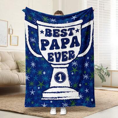 1pc Comfortable Spanish Blessing Pattern Flannel Blanket, Soft Polyester Knitted Design, Versatile Use, Machine Washable, Ideal Gift For Home, Travel, Outdoor, All Seasons - Cozy Throw Blanket For Sofa, Bed, Office, Car