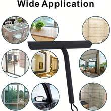 1pc All-Purpose Shower Squeegee, Shower Squeegee For Doors Window Glass Door Cleaner Bathroom Cleaning Floor, 21cm/8.27inch Car Windows Black Silicone Squeegee - Black - View 3