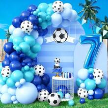 70 Stücke Fußball Thema, blaues Fußball Ballon Set, 12 Zoll Fußball Ballons, Party Dekoration, geeignet für Fußball Match Feier, Geburtstags Party, Hochzeit, Sommer Abschlussfeier, Baby Shower, verschiedene Partys - Blauer Fußball - Übersicht 3