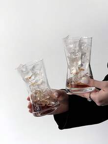 1个束腰玻璃拿铁杯，个性化果汁玻璃杯苏打水柠檬杯，美式拿铁咖啡杯，玻璃杯，可作礼物，适合咖啡角、办公室、保温杯使用 - 彩色 - 查看 11