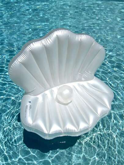 1Pc Giant Inflatable Seashell Pool Float With Pearl Ball - Blow Up Clam Raft Chair Or Mattress For Pool, Beach, Mermaid Theme Party, Summer Fun & Photo Decor, Party Supplies