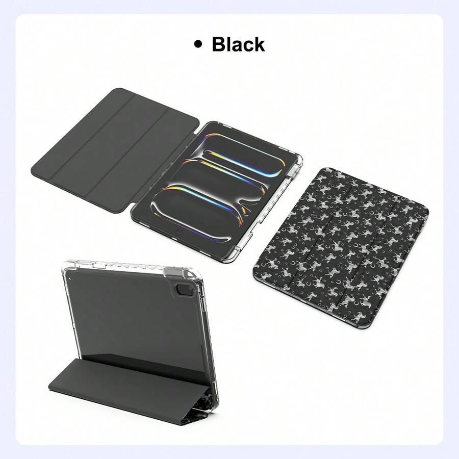 1 chiếc ốp bảo vệ máy tính bảng gập ba trong suốt cao cấp dành cho iPad Air 4/5/6/7, thế hệ thứ 10/11 chip A16. - màu đen - Xem 1