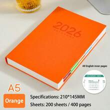 400 Pages 2026 English PU Leather Planner - Adult English Planning Book, Beautiful Notebook, Monthly Goals & Daily Task Checklist, Dated Notebook Portable Faux Leather Diary, Suitable For Students, Professionals, Office, School Time Management & Project Planning, Gift For Teachers - All-english Leather-bound Planner - View 12