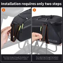 26 Reflective Cargo Bags, Reflective Rear Bike Pannier Bags, Bicycle Saddle, 8L Bike Rear Rack Storage Bag With Shoulder Strap, Suitable For Commuting And Travel, 2 Styles Available - Black - View 4
