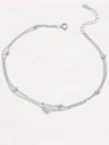 1条S925纯银浪漫双层心形脚链，时尚简约甜美优雅ins风，适合日常、休闲、派对、度假等场合，低调百搭，情人节礼物 - 愛心 - 查看 4