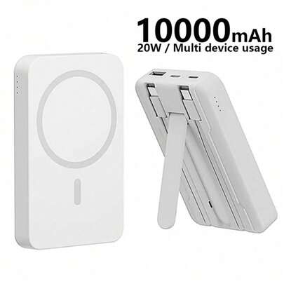 Portable 10000mAh Magnetic Power Bank Wireless Charger With Strong Hold, 22.5W Wired And 15W Wireless Fast Charging, Built-In Dual Cables And Kickstand, Compact Battery Pack For IOS And Android, Mother's Day Gift, Valentine's, Thanksgiving, Back To School Travel Companion