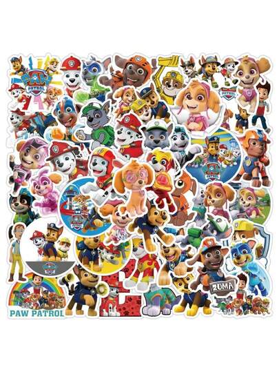  50pcs Paw Patrol Stickers, American Comic Children's Toy Stickers, Slap Stickers, Gacha Creative Journaling Materials, Stickers