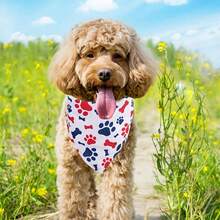2pcs 24.8"X11" American Flag Printed Adjustable Dog Bandanas, Suitable For 4th Of July Celebrations, Fit For Both Male And Female Dogs. These Triangle Scarves Can Also Be Used As Bibs For Cats And Dogs, Great For Birthday Outfits. - Multicolor - View 3
