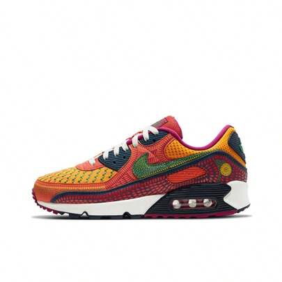  Nike Air Max 90 T Rendy And Stylish Low-Top Running Shoes Made Of Synthetic Leather For Shock Absorption And Durability, Unisex, Orange/Green