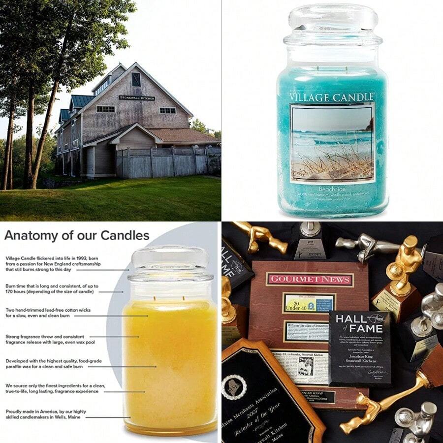 Village Candle Beachside - Tarro de boticario de vidrio grande con aroma a vela 22 onzas azul claro - Turquesa - Ver 1