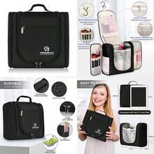 Bolsa de aseo colgante de gran capacidad bolsa organizadora de viaje de alta calidad para hombres y mujeres Duradera impermeable de nailon para baño ducha bolsa de maquillaje para artículos de tocador cosméticos brochas negro Snow Black - Nieve negra - Ver 1