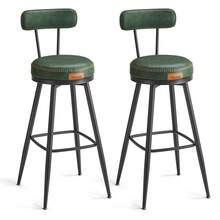 VASAGLE EKHO Colección - Juego de 2 Taburetes de Bar, Sillas Giratorias de Barra con Respaldo, Altura 76 cm, con Costuras, Moderno Siglo Medio, Verde Bosque - Verde Oscuro - Ver 1