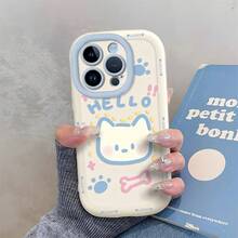 1 Ốp lưng điện thoại hình móng mèo Hello Cat kèm dây đeo cổ tay, chống sốc, bảo vệ ống kính, tương thích với iPhone 17/16/15/14/13/12 Pro Max, ốp lưng hoạt hình dễ thương, may mắn, thẩm mỹ dành cho nữ và nữ. - cổ trắng - Xem 11