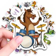 50 PIEZAS Pegatinas de banda de música animal, calcomanías de vinilo resistente al agua para adultos, ideales para portátiles, botellas de agua, monopatines, equipaje, guitarras, scrapbooking, proyectos de manualidades DIY, personaliza con diseños de criaturas musicales divertidas - Multicolor - Ver 7