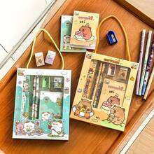 6pcs Student Stationery Gift Set, Portable Writing & Drawing Tools, Smooth Ink Flow, Easy To Erase, Cute Astronaut & Capybara Themed, Including Pencil, Ruler, Notebook, Pencil Sharpener & Eraser, In Rectangular Gift Box, Suitable For Classroom, Office, Back To School, Graduation, Party, Campus, Travel, Also A Great Birthday Gift - Multicolor - View 4