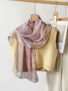 1 chiếc khăn choàng dài thời trang đa năng chất liệu chiffon, khăn choàng nhẹ in họa tiết Paisley dành cho nữ, khăn lụa thanh lịch cho mùa hè đi biển, khăn quấn mỏng. - Nhiều màu - Xem 8